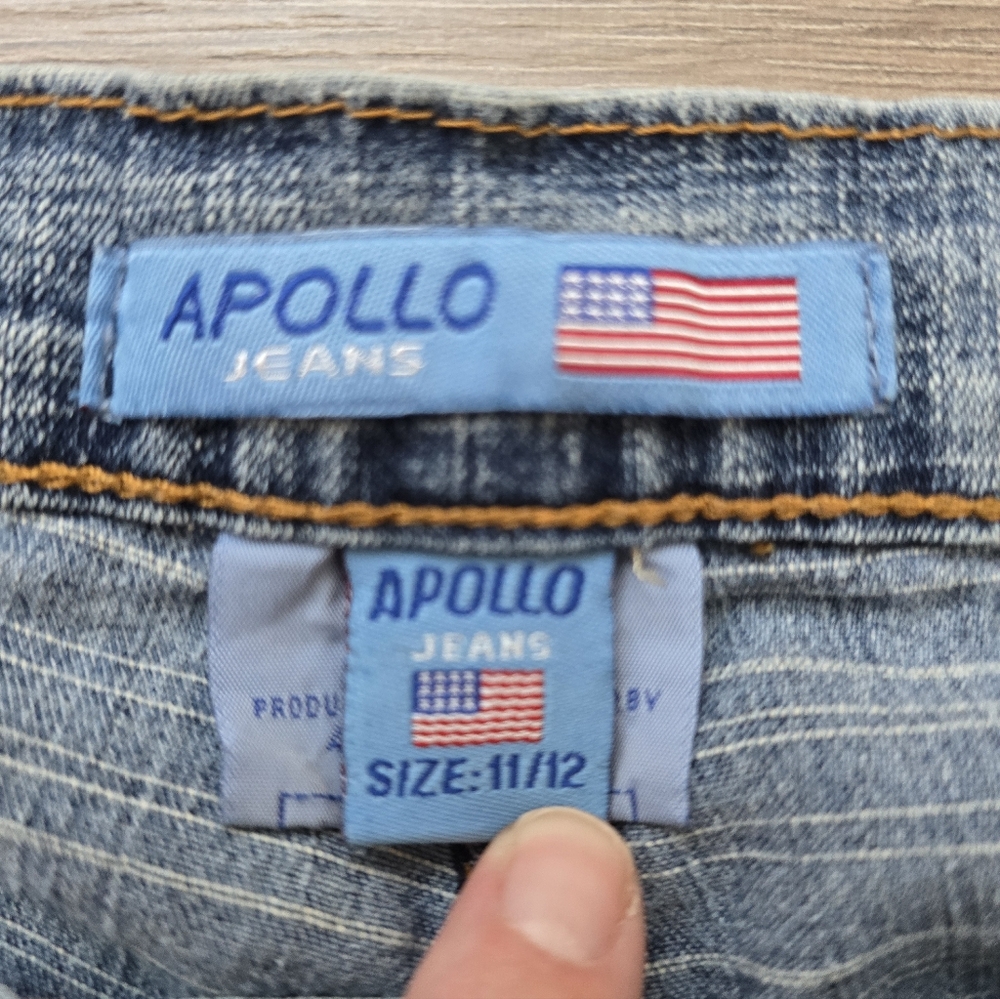 Y2K Apollo Jeans Straight Leg Capri Lowrise Front Pockets Button Detail Sz 11/12 - Picture 3 of 10